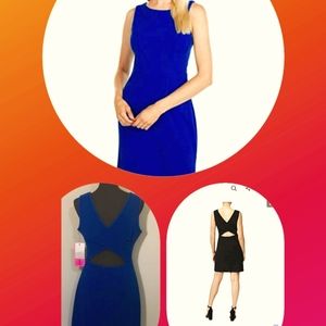 Betsey Johnson Cutout Back Scuba Crepe Dress size 16 Royal.
